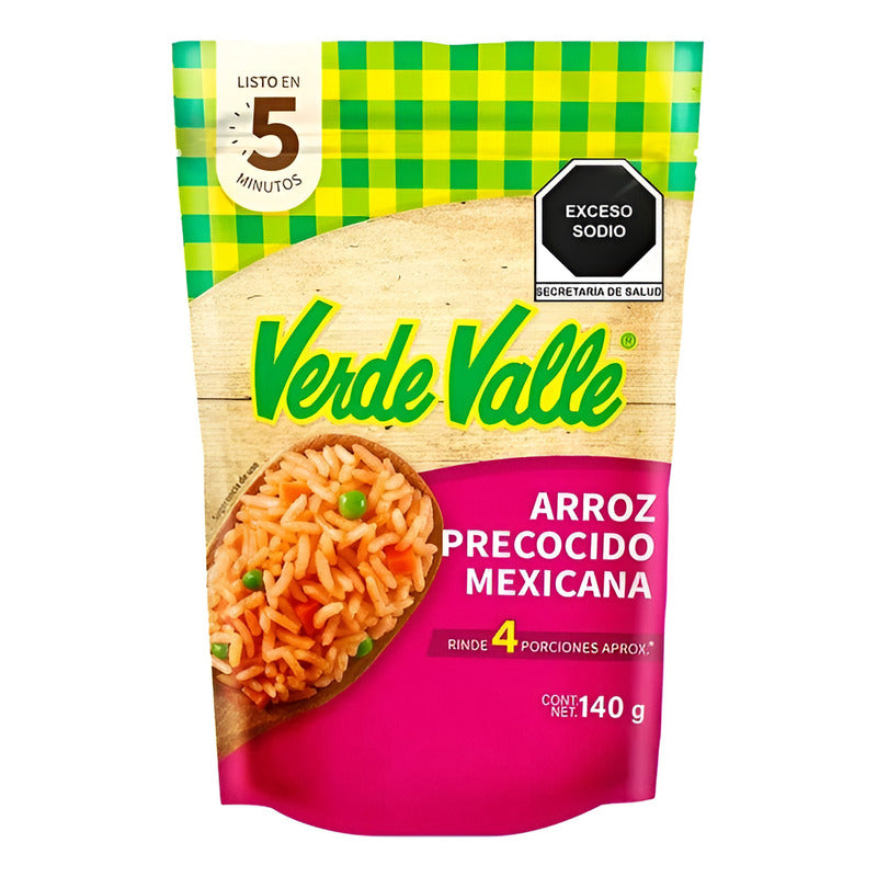 Arroz Verde Valle Precocido Mexicana 140g ( 6pzs)