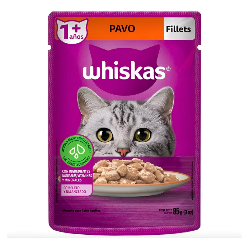Alimento Gato Whiskas Fillets Sabor Pavo 85gr (6 Sobres)