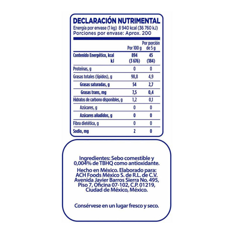 Manteca Vegetal Inca 3 Pzas De 1 Kg Sc