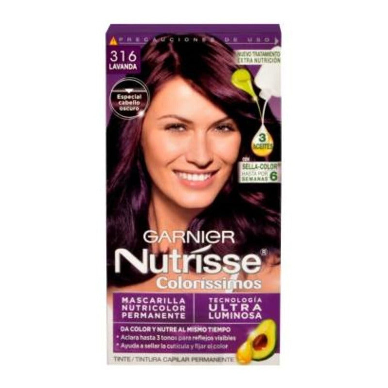 5 Pz Tinte Para Cabello Garnier Nutrisse Colorís 316 Lavanda 316