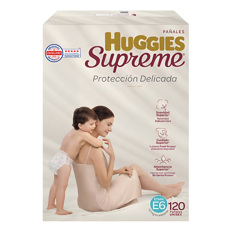 Pañales Huggies Supreme Etapa 6 Para Niño. Caja 120 Piezas Xxg Sin Género