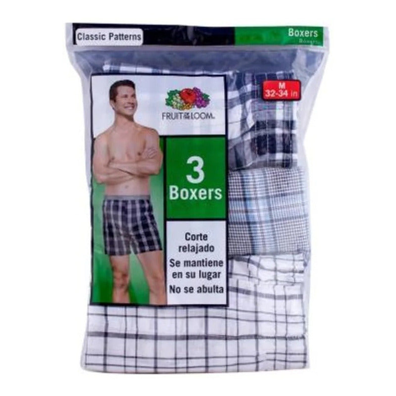 Bóxer Fol Talla M Clásico Cuadros Plano 3 Piezas