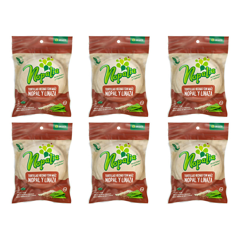 Tortillas De Nopal Maíz Y Linaza Nopalia 6 Piezas De 450gr