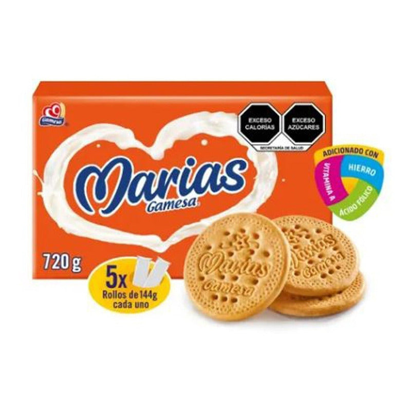 Galletas Marias Gamesa De 720g Con 5 Rollos De 144g C/u