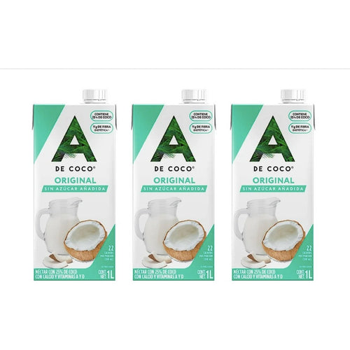 A De Coco Original Nectar De Coco Sin Azucar 3 Pz De 1 Litro