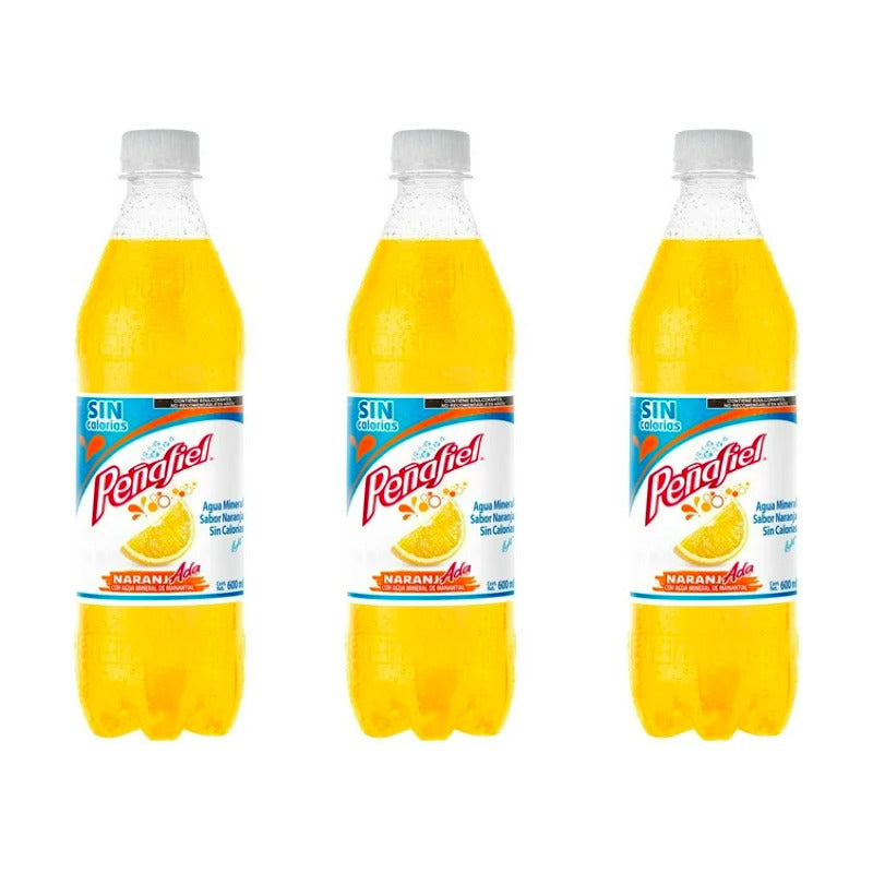 Agua Peñafiel Adas Ligera Sabor Naranjada 6 Pzas De 600ml