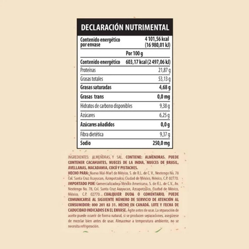 Crema De Almendras Member´s Mark Contenido 680g
