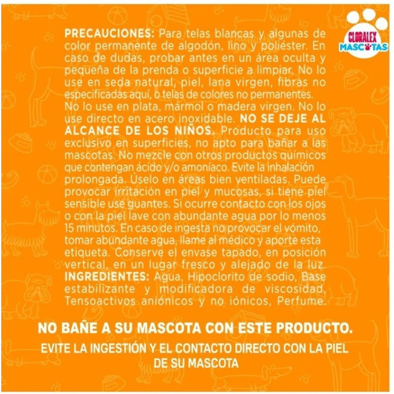 Blanqueador Desinfectante Cloralex Mascotas 3.75 L