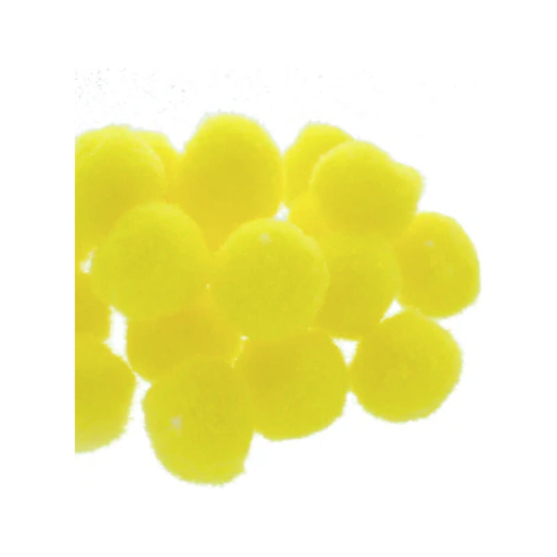 Mercería Pom Poms De 25mm Color Amarillo 1 Paquete De 100pz