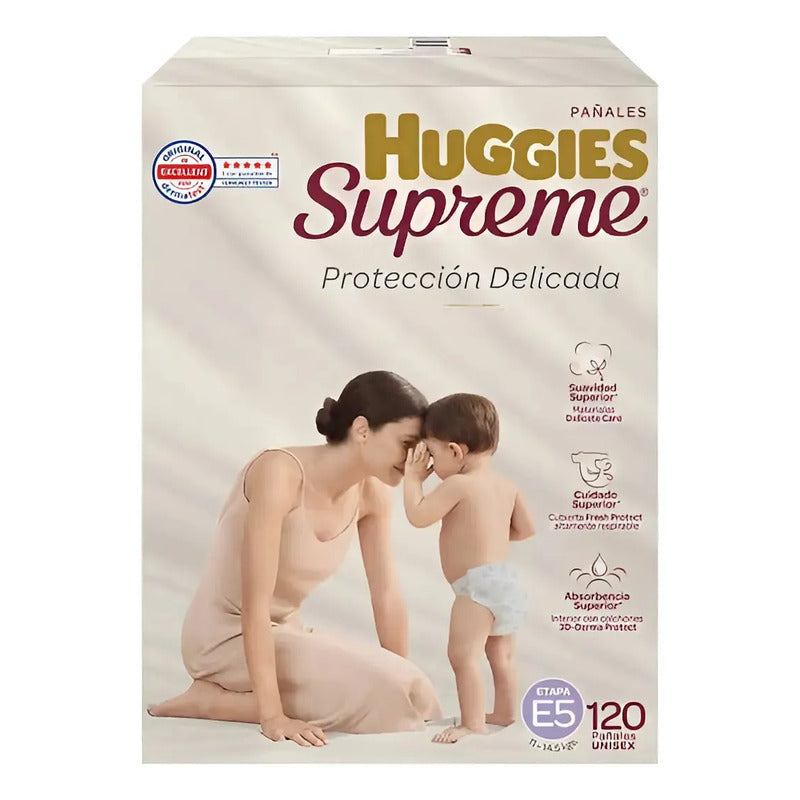 Pañales Huggies Supreme Platino Etapa 5 Con 120 Piezas P Sin Género