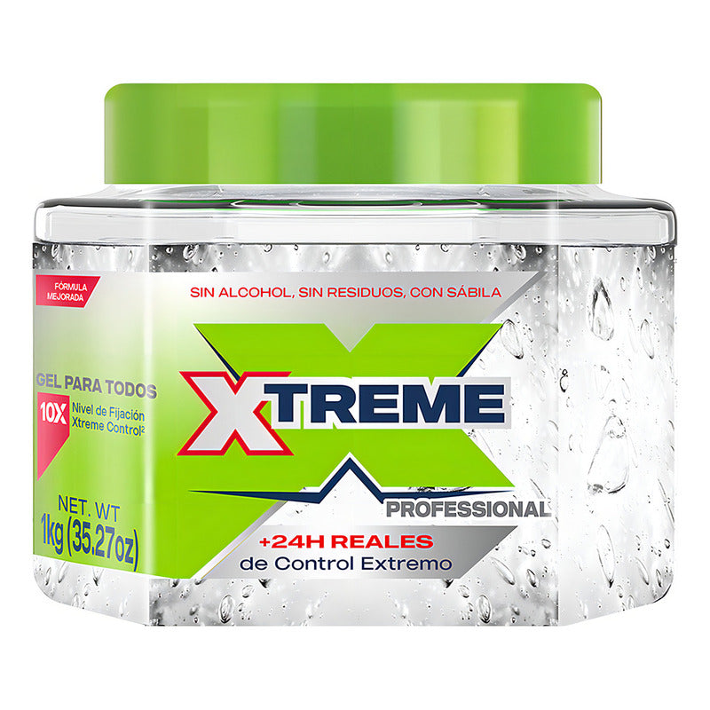 Xtreme Gel Para El Cabello, Professional, 1000g, Fijador, Sin Residuos, Sin Alcohol, A Base De Agua.