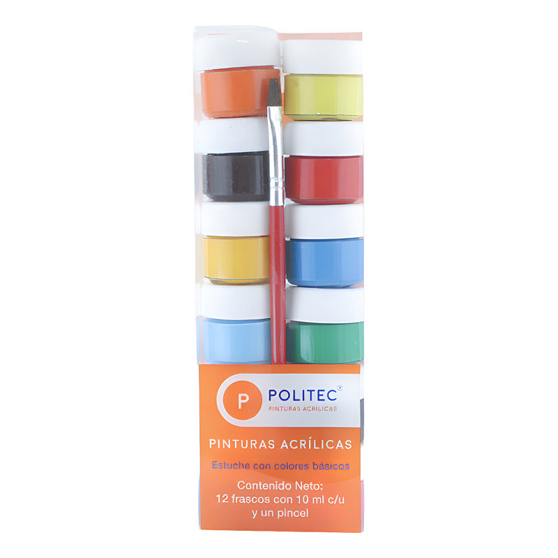 Pintura Acrílica Politec Paquete Con 12 Multicolor