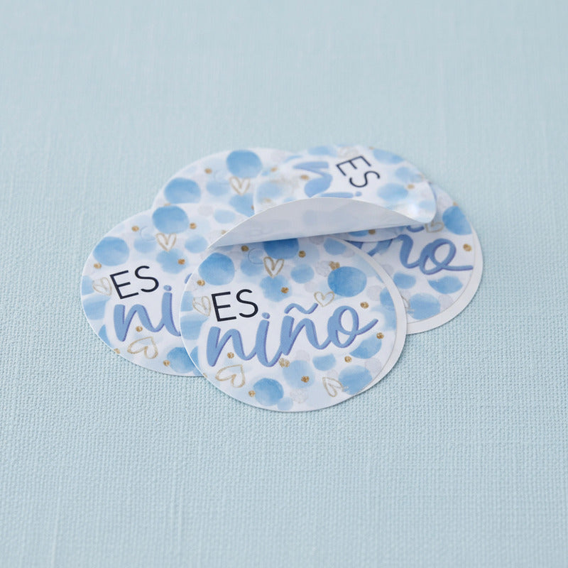 Tarjetas Para Baby Shower Es Niño De 3.5x3.5cm 72 Piezas Azul