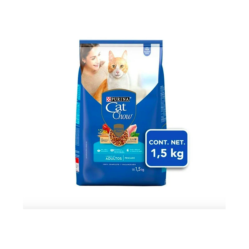 Cat Chow Adulto Sabor Pescado 3 Piezas De 1.5kg