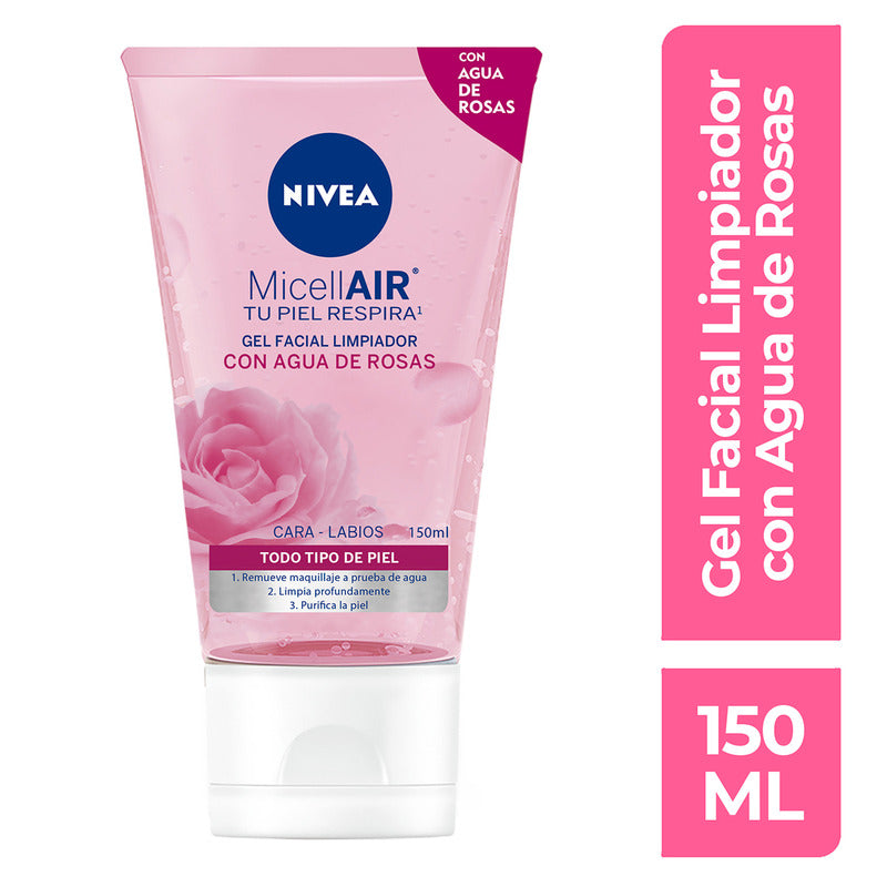 Gel Facial Limpiador Nivea Agua De Rosas 150 Ml Todo Tipo De Piel Día/noche