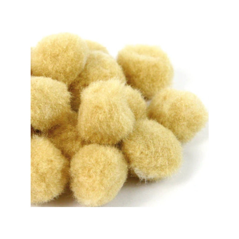Mercería Pom Poms De 50mm Color Beige 3 Paquetes Con 30pz