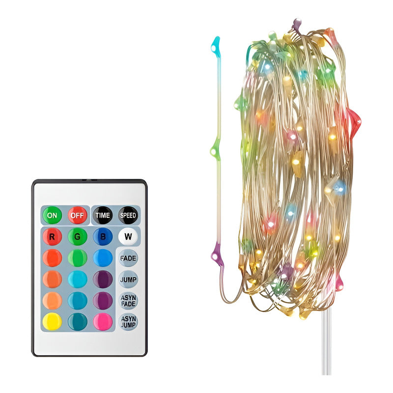 Serie Led Multicolor Rgb De 2 M Con Módulo Para Pilas  Multicolor