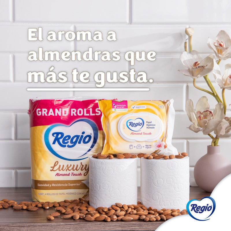 Pack X32 Rollos Papel Higiénico Regio Luxury Almond Touch Xxl