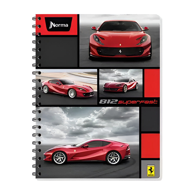 Cuaderno Prof Espiral Pasta Rigida Ferrari Raya 200h (3pzs) Multicolor