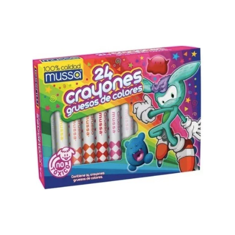 Crayones Mussa Grueso Redondo Caja Con 24 Pz