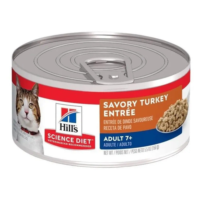 Alimento Húmedo Para Gato Adulto 7+ De Hill's Science Diet, Receta De Pavo 156 G