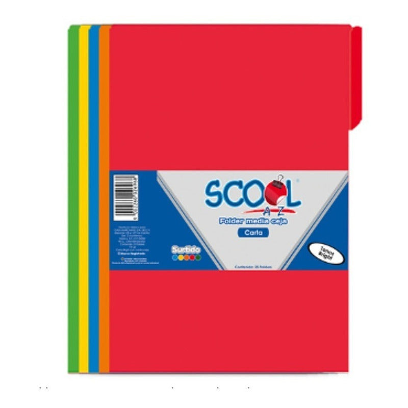 Folder Scool Tamaño Carta Colores Surtido 100 Piezas Surtido