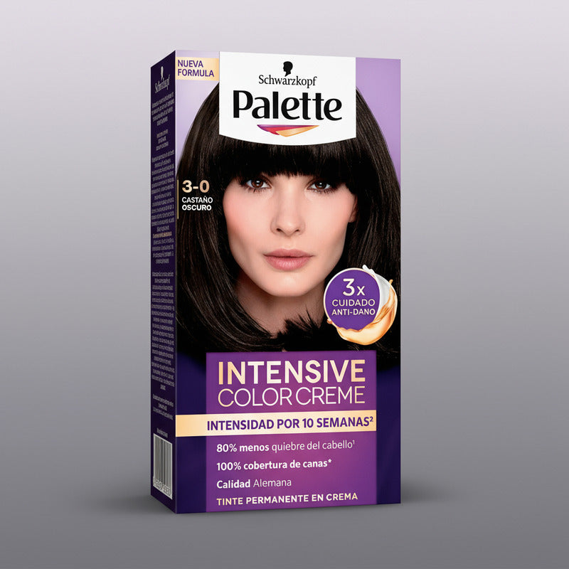 Tinte Para Cabello Palette 3-0 Castaño Oscuro 4 Pzs De 50ml 3-0 Castaño Oscuro