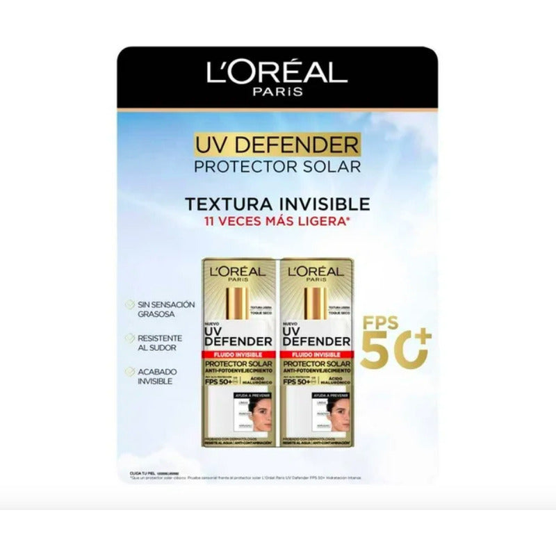 Protector Solar L'oréal Paris Uv Defender 2 Pzas De 40 G C/u