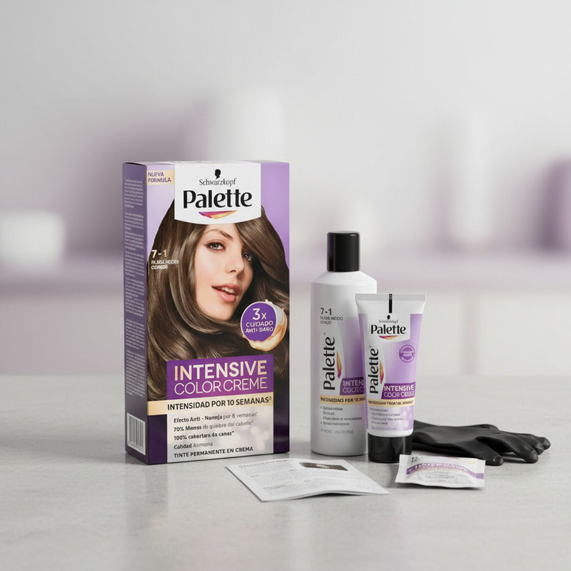 Tinte P/ Cabello Palette 7-1 Rubio Medio Cenizo 2 Pz De 50ml 7-1 Rubio Medio Cenizo