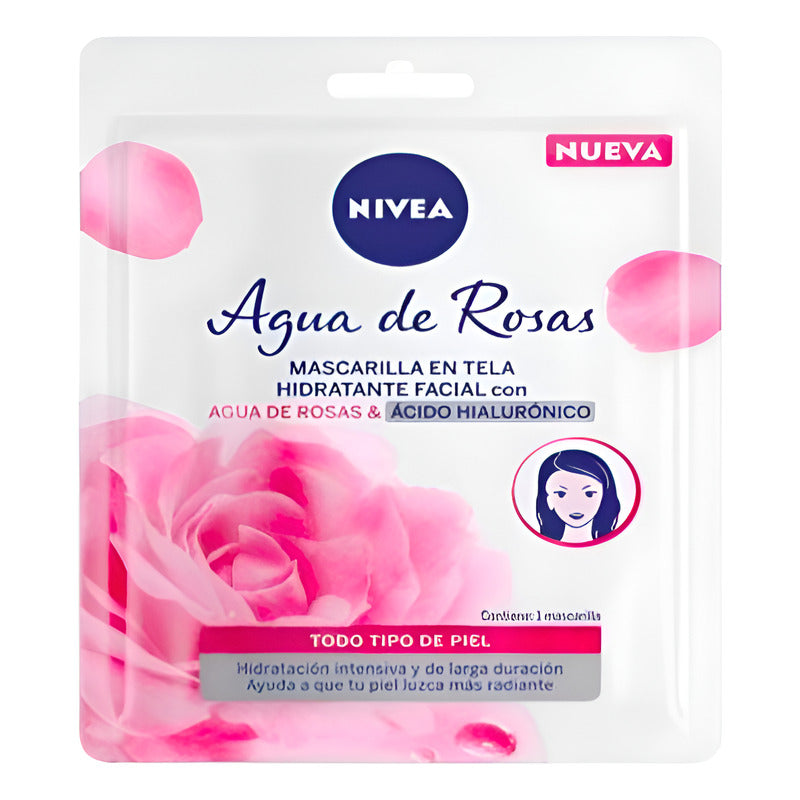 Mascarilla Facial Nivea Agua De Rosas Humectante 1pz Todo Tipo De Piel