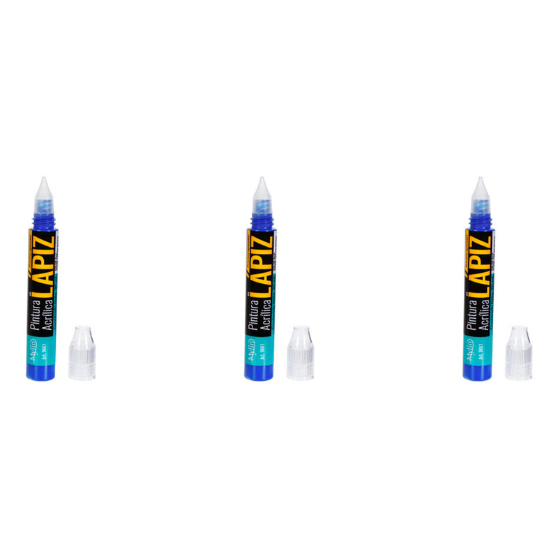 Pintura Acrílica En Lápiz Color Azul 3 Piezas De 30ml Azul