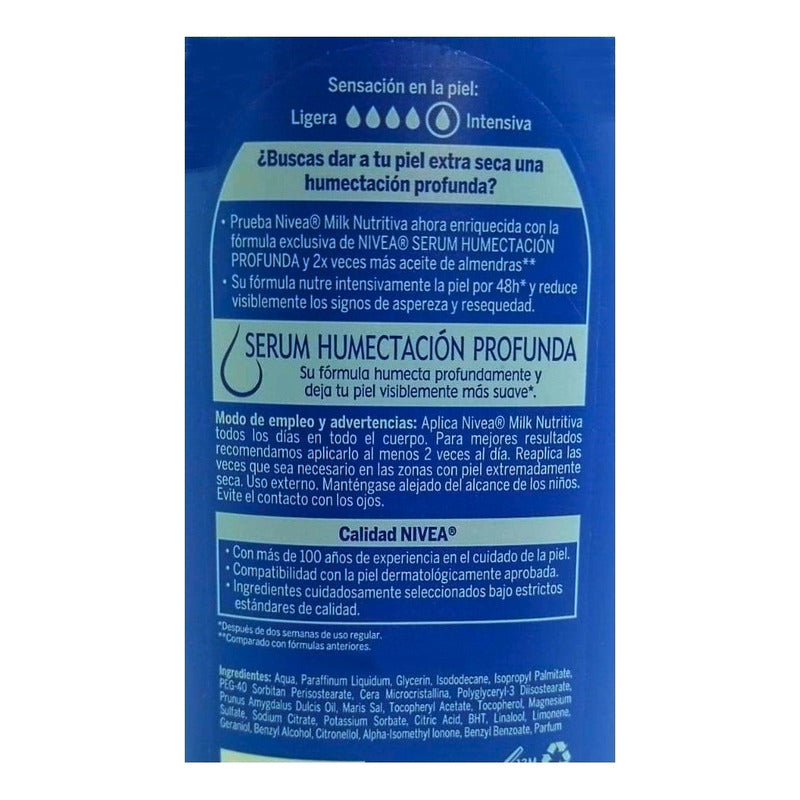 Nivea Milk Nutritiva Crema Corporal 1 L Nutrición Para Piel Extra Seca