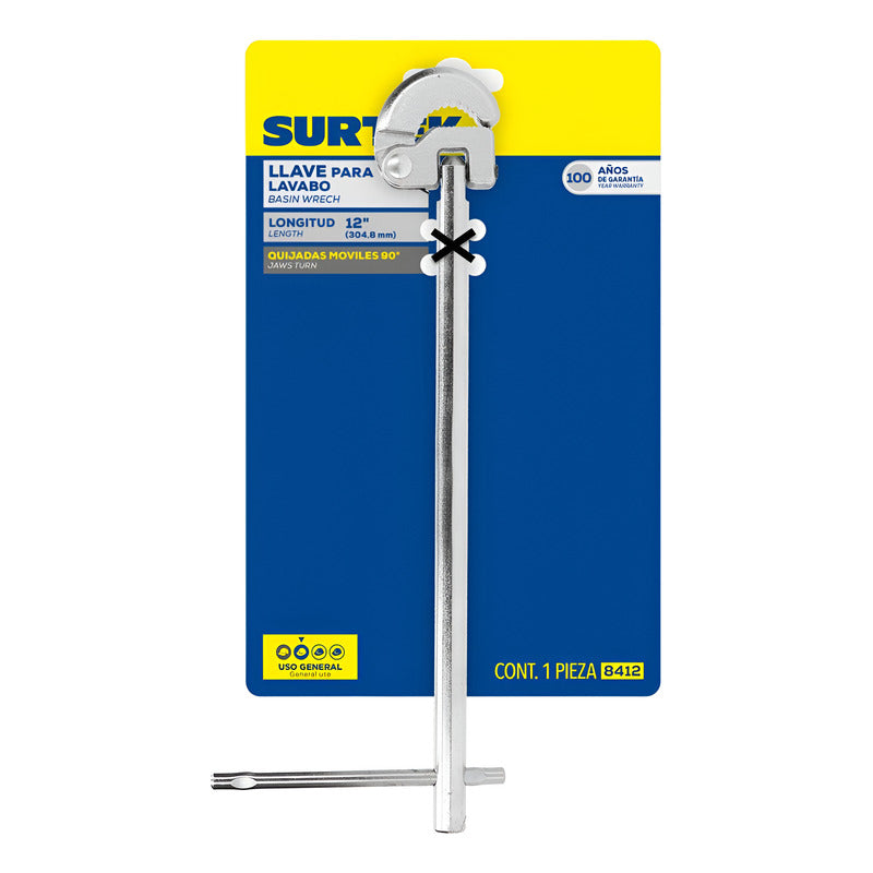 Llave Para Lavabo 12  Gris Brillante