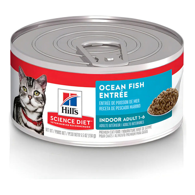 Hill's Science Diet Adult Indoor, Alimento Húmedo En Lata Para Gato Adulto Receta De Pescado Marino