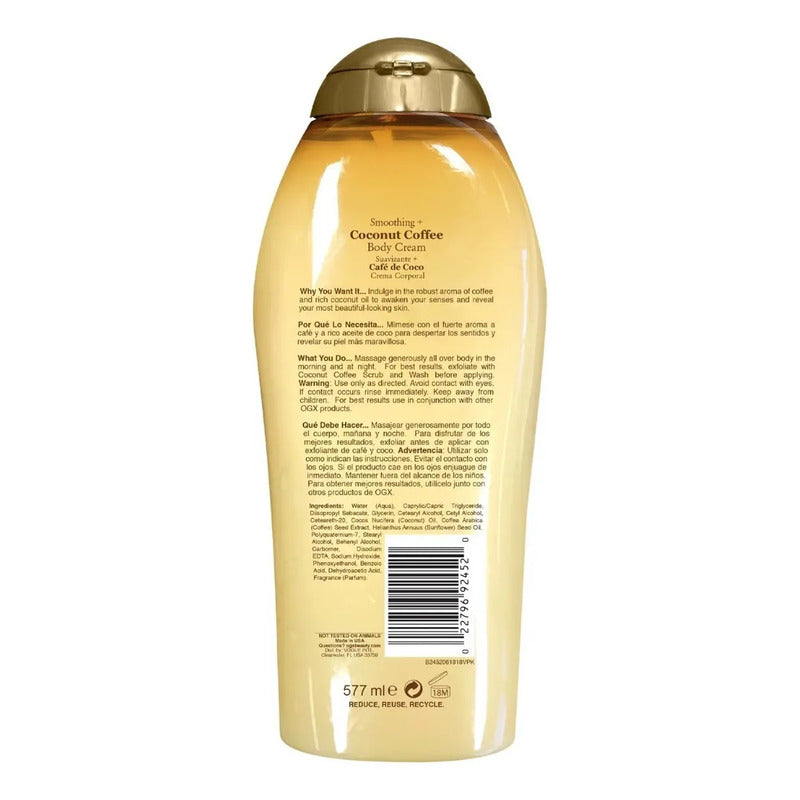 Ogx Crema Corporal Suavizante Con Coco Y Café, Fragancia Coco-café, 577ml