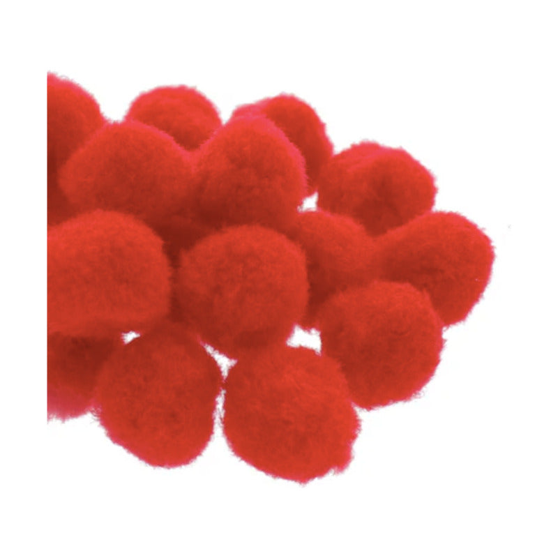 Mercería Pom Poms De 25mm Color Rojo 1 Paquete De 100pz