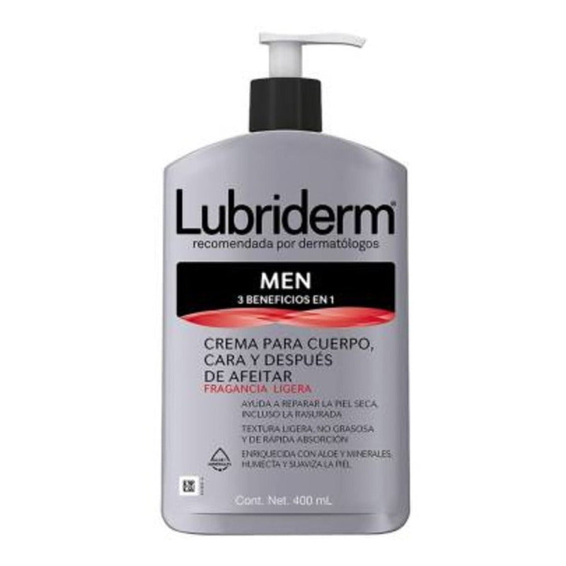 5 Pzas Crema Corporal Lubriderm Men Fragancia Ligera 400 Ml Fragancia Ligera