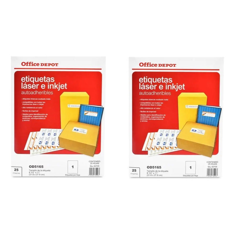 50 Etiquetas Autoadheribles Laser Inkjet 21.6 X 27.9cm Carta Blanco
