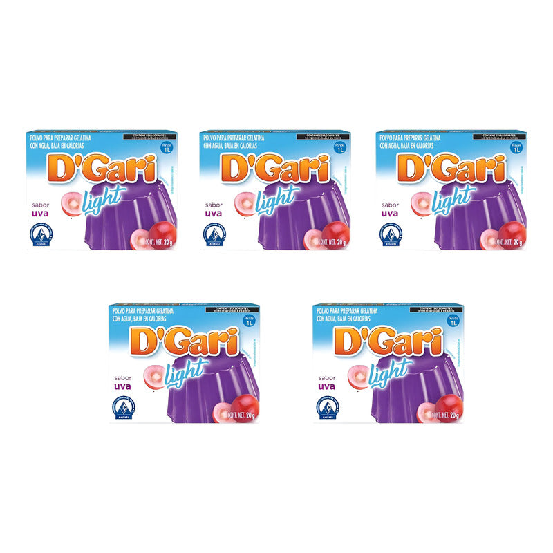 Gelatina D'gari Light Sabor Uva 20g (5 Piezas)