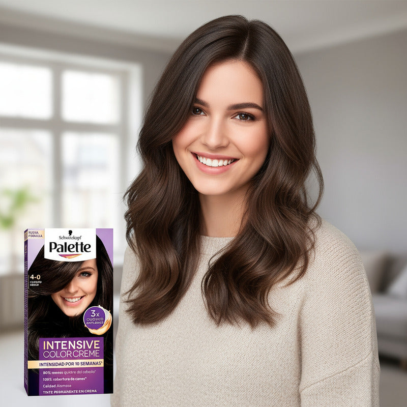 Tinte Para Cabello Palette 4-0 Castaño Medio 2 Pzas De 50ml 4-0 Castaño Medio