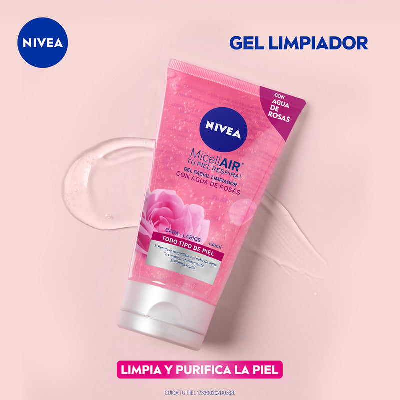 Gel Facial Limpiador Nivea Agua De Rosas 150 Ml Todo Tipo De Piel Día/noche
