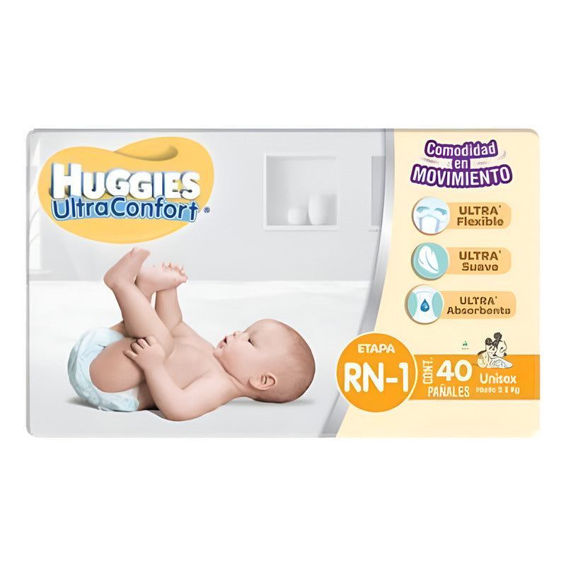 Pañales Huggies Ultraconfort Etapa 1 Unisex 40 Piezas Recién Nacido (rn)-1