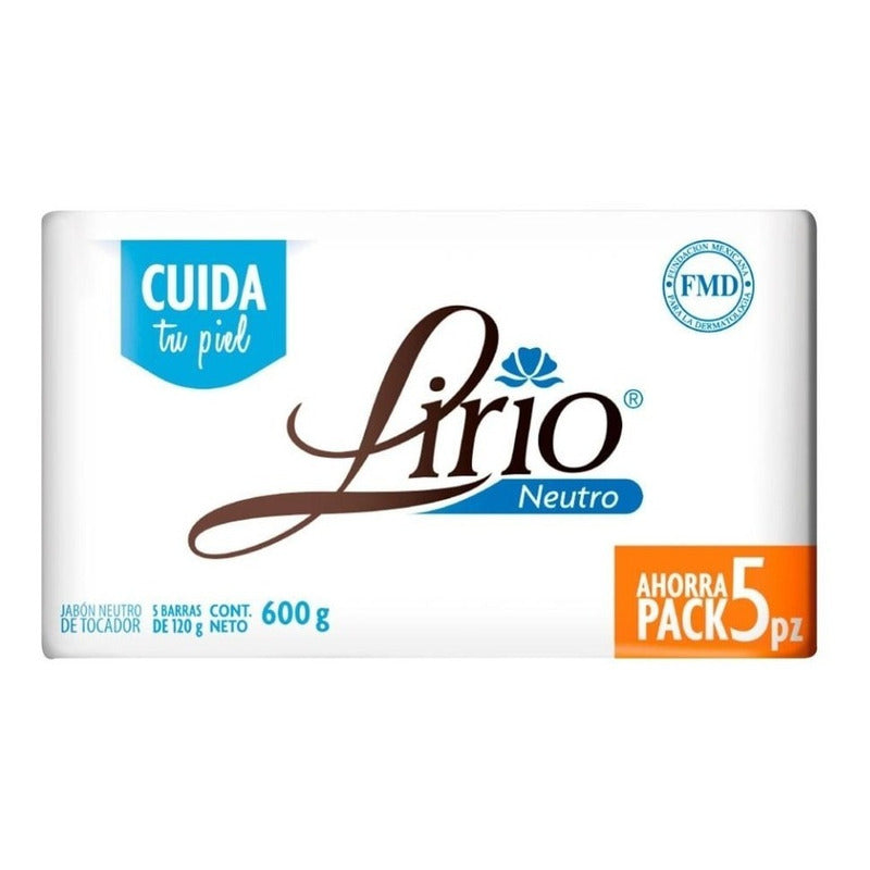 Jabón De Tocador Lirio Neutro 5 Pz De 120g 3 Paquetes Ipg