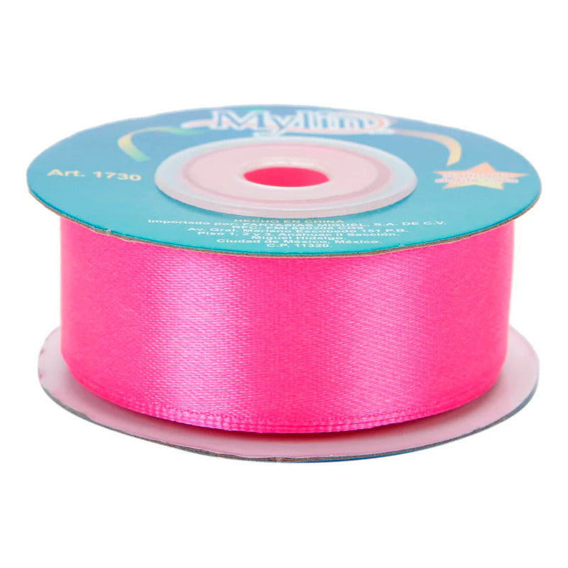 Liston Rosa Brillante Cara 23mm 10m Rosa Brillante Lisa