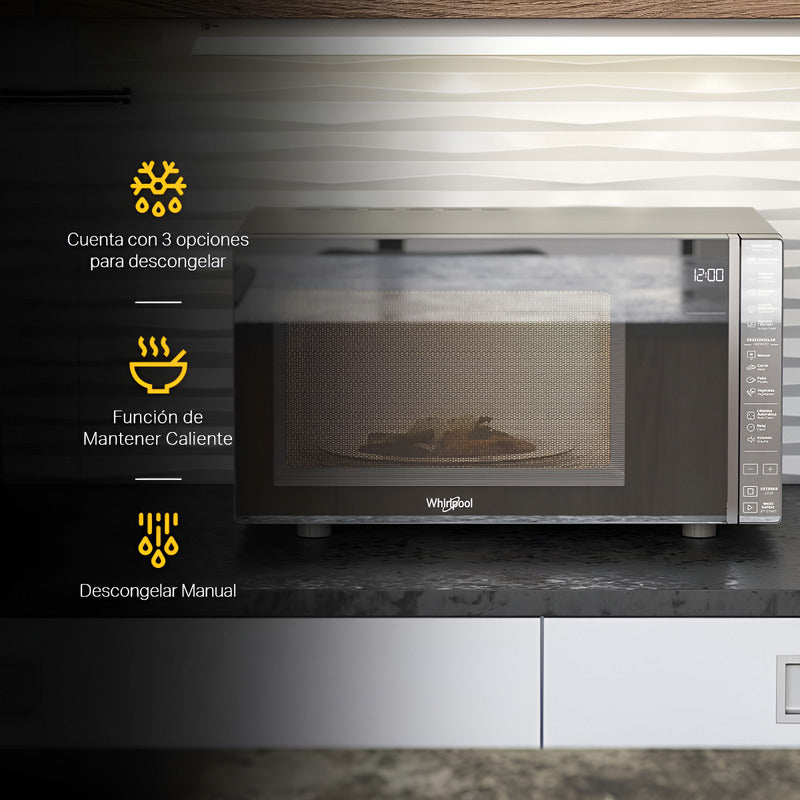 Horno De Microondas Whirlpool Wm1811d 30l 1.1 Ft³ Acabado Espejo Electrico De Mesa Estante Plato
