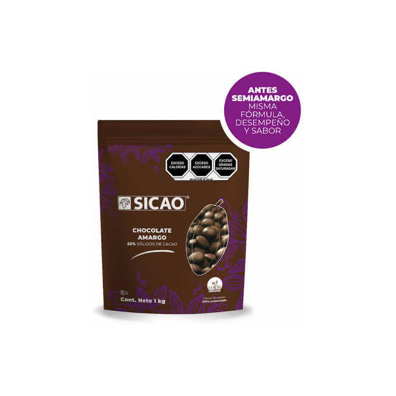 Chocolate Sicao Semiamargo 52% 1kg 5piezas