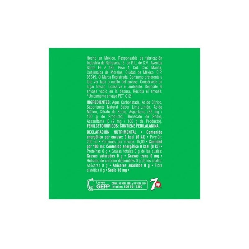 Refresco 7up Sabor Lima Limón 6 Pz De 3 L