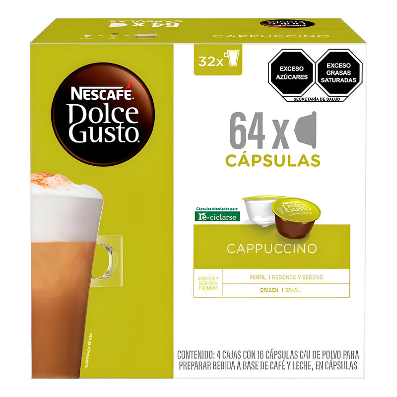 Nescafé Dolce Gusto, 64 Cápsulas Sabor Cappuccino