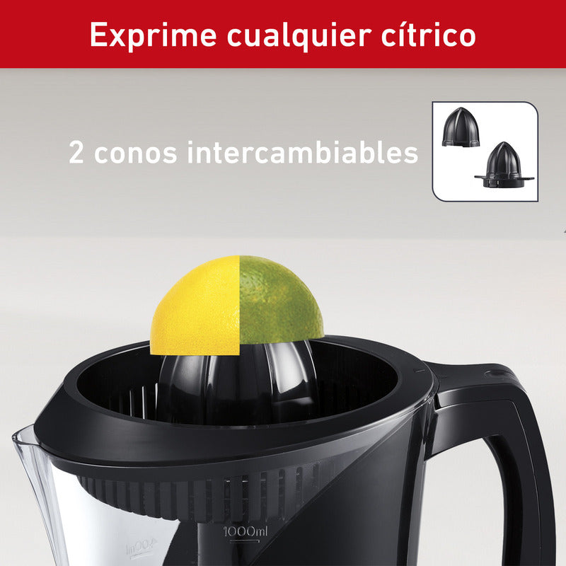 Exprimidor De Cítricos T-fal Power Press 1l 40w Negro