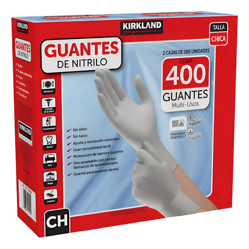 Kirkland Signature Guantes De Nitrilo Chicos 400 Pzas Blanco Chico
